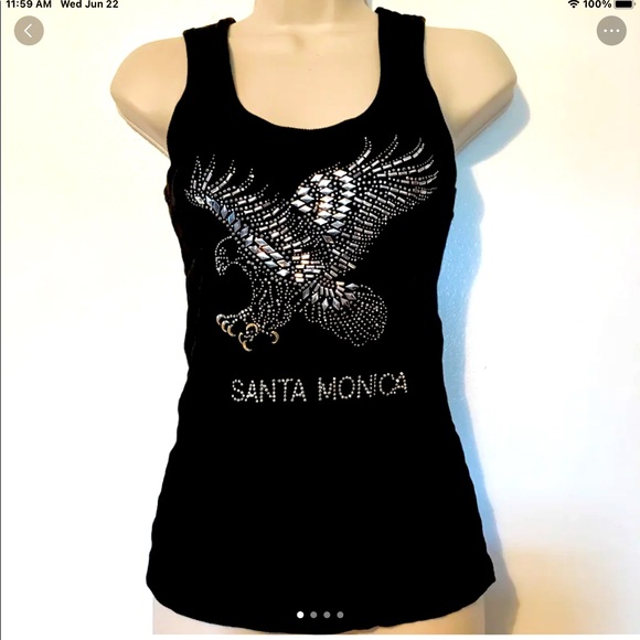 Central 25 Tops - Central 25 Black Tank Top Santa Monica Studded Sz S GUC